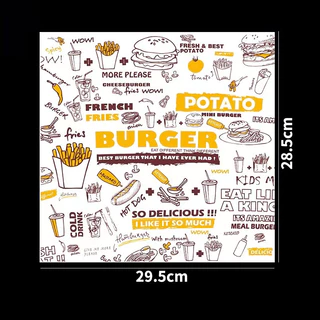 กระดาษรองขนม baking paper กระดาษไขแบบห่อ(100ใบ) ขนาด 28.5×29.5 ซม. ห่อแซนวิช ห่ออาหาร Food grade