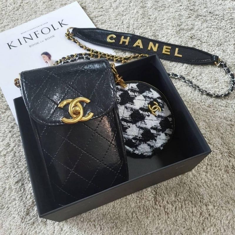 ส่งฟรี💥 กระเป๋าใส่มือถือ พรีเมี่ยมกิ๊ฟแท้💯 Chanel สีดำ กระเป๋าใส่โทรศัพท์ ผู้หญิง