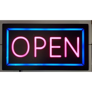 ป้ายไฟ อะคริลิคกันน้ำ Open ชมพู