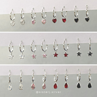 Sister J. hoop earrings with cz diamond ต่างหูเงินแท้ /silver925