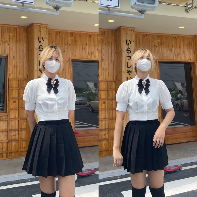 ꒰ พร้อมส่ง ꒱ DOLL crop เสื้อเชิ้ตครอปตุ๊กตา น่ารักมาก ˚ ༘