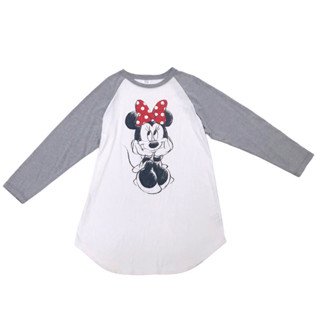 เสื้อยืดไหล่สโลปแขนยาว  Minnie mouse disney ของแท้💯ใส่ได้ทั้งชายหญิง