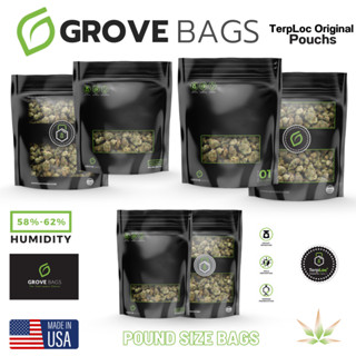 ถุงบ่ม GROVE BAGS TerpLoc Window Pouch นำเข้าUSA 100% พร้อมส่งด่วน ส่งไว "Pound Size".