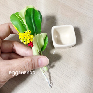 ต้นกล้วยดินปั้นจิ๋ว+กระถางเซรามิกเปล่าจิ๋ว ของจิ๋วดินปั้นจิ๋ว