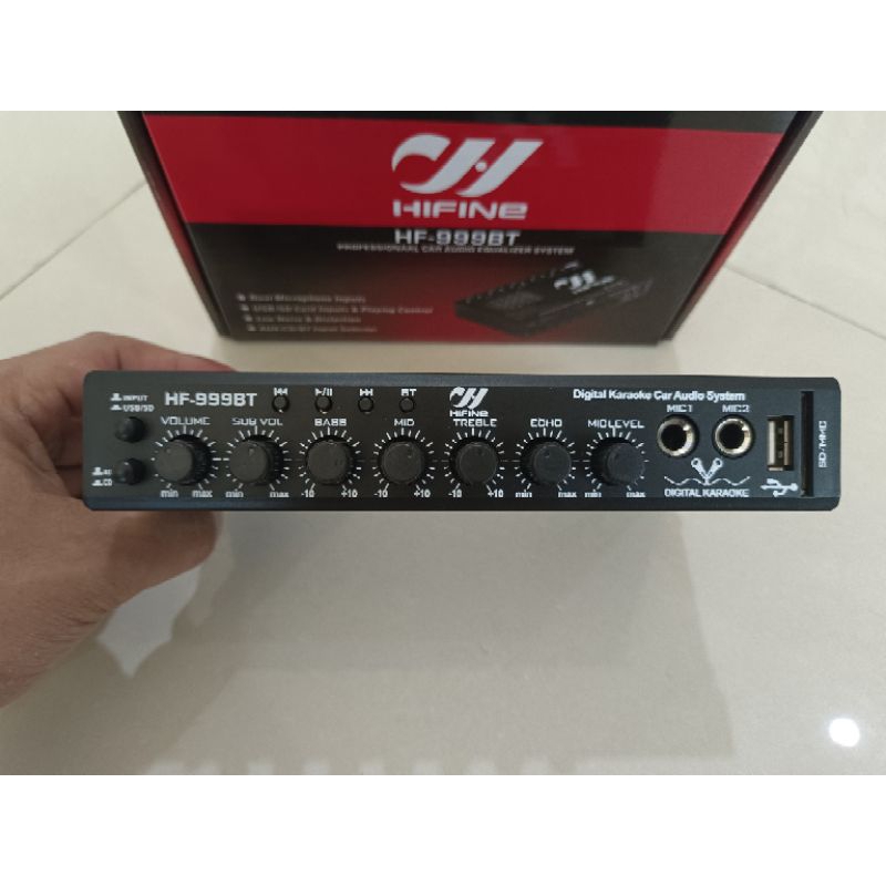HIFINE ปรีคาราโอเกะ มีบลูทูธ Bluetooth+USB ปรีรถยนต์ 12V เสียบไมค์2ช่อง มี ECHO  เสียงดี