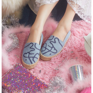 Minx chloe fluffy รุ่นผ้าลายหัวใจ สี denim