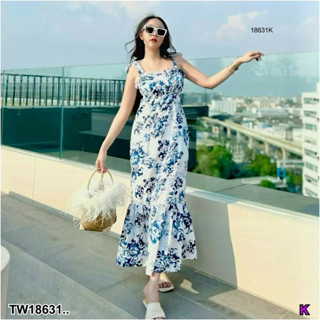 TT18631 เดรสสายเดี่ยวผูกไหล่ 2 ข้าง พิมพ์ลายกราฟฟิก .One-shoulder dress with 2 shoulder straps, graphic print..