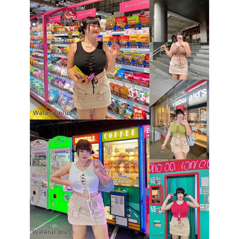 พร้อมส่ง เสื้อครอป สานอก สายแซ่บ Plussize