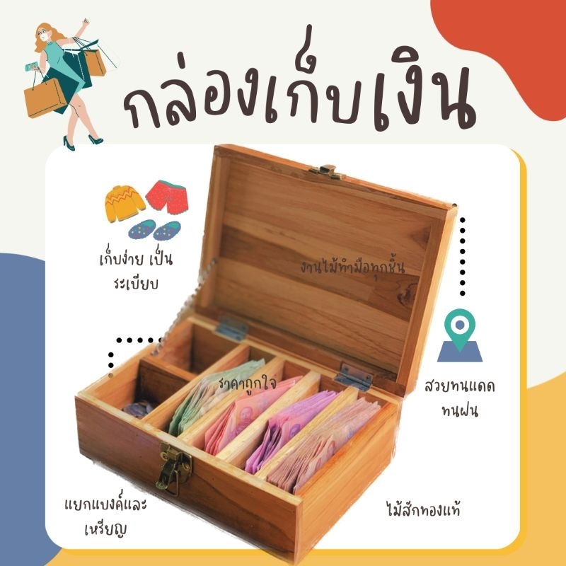 กล่องเก็บเงิน เรียกทองเก็บแล้วเฮง เก็บแล้วรวย แยกช่อง ล็อคได้ ใส่แม่กุญแจล็อคได้ พร้อมลุย❤️