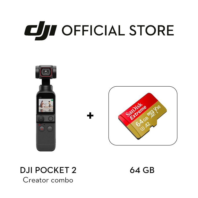 DJI POCKET 2 COMBO  ดีเจไอ กล้องพกพาถ่ายภาพนิ่งชัด 64MP และวิดีโอระดับ 4K/60fps + SanDisk Extreme 64 GB