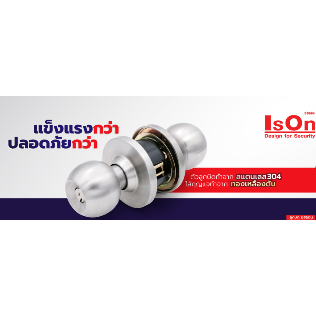 ลูกบิด IsOn สแตนเลส304 ไส้ทองเหลือง / ลายไม้ รุ่น 8013 , 8927