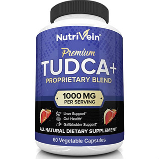 NutriVein TUDCA+ Proprietary blend 1000mg 60 Vegetable Capsules ล้างสารพิษ ฟื้นฟูตับ Milk Thistle Pterostilbene