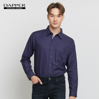 DAPPER เสื้อเชิ้ตแขนยาว Cotton Houndstooth ทรง Regular Fit สีกรมท่า (BCLN1/959TE)