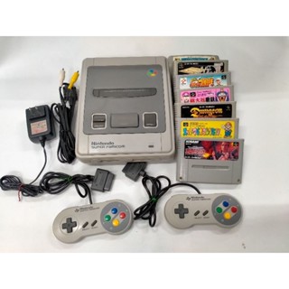 Super Famicom Nintendo ชุดไฟไทยพร้อมเล่น สภาพดี พร้อมเกม หลัก คอนท่าและมารีโอ้รวม 1-2-3-USA-เห็ดพิษและตลับ5ตลับแบบคละเกม