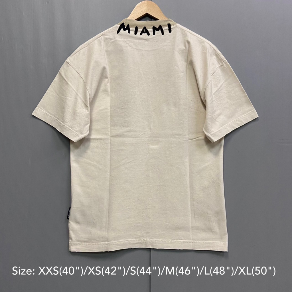 💥ถามstockก่อนกดสั่ง Palm Angels Tee classic t-shirt neck logo ครีม เสื้อยืด เสื้อ ปาล์ม แองเจิล ของแท้ แบรนด์เนม ผู้ชาย