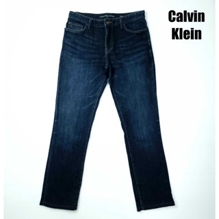 ยีนส์ Calvin Klein เอว 34 สีโทนเข้ม เฟดสวย ผ้านุ่มยืด ขากระบอกเล็ก