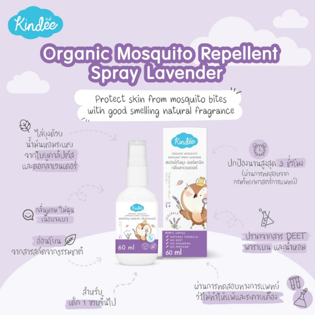 KINDEE สเปรย์กันยุงเด็กคินดี้ ออร์แกนิค กันยุงเด็ก คินดี้สเปรย์กันยุง ราคา ถูกที่สุด ดีลบีเคเค แกลเลอรีภาพที่ 4