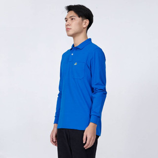 PERFORMANCE BLUE CUSTOM FIT LONG SLEEVE POLO SHIRT เสื้อโปโลแขนยาวสีน้ำเงินทรงคัสตอมฟิต