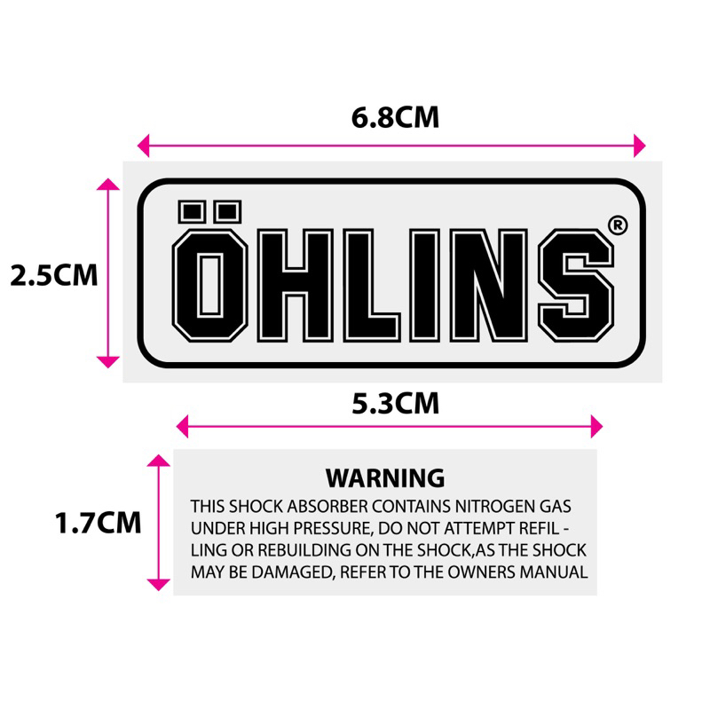 สติ๊กเกอร์ ติดกระปุกโช้ค Ohlins + คำเตือน (คู่)