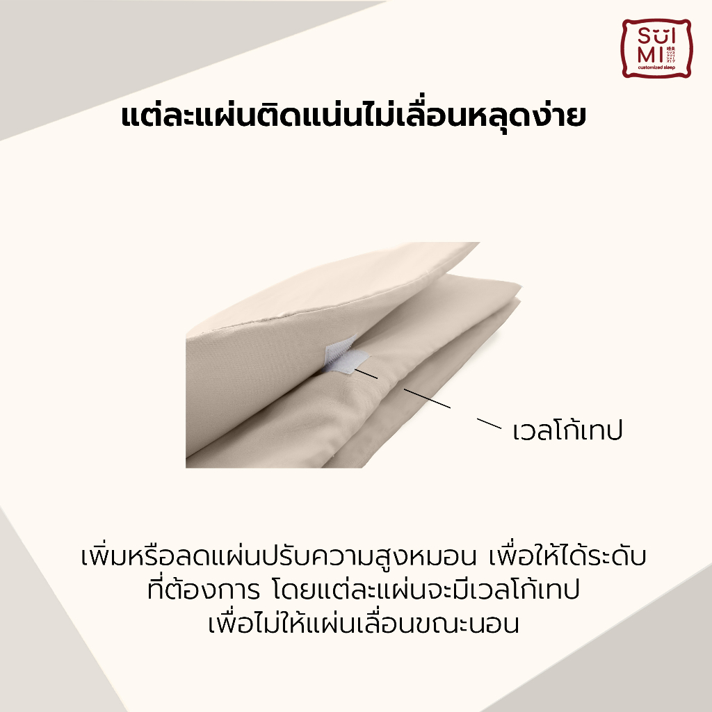 SUIMI SLEEP  แผ่นเสริมความสูงหมอน แผ่นรองหมอน แผ่นปรับความสูงหมอน ขนาด 42x63 cm หนา 1 cm ทำจากยูรีเทนโฟม