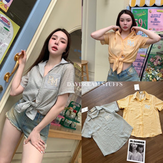 💫พร้อมส่ง💫RM striped Shirt • เสื้อเชิ้ต รับชัมเมอร์ ลายทาง ปักอก เนื้อผ้าสปัน รับลมร้อนแบบเย็นสบาย valen