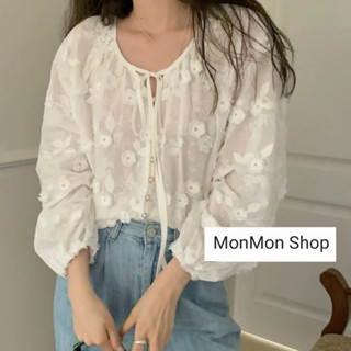 ~MONMONSHOP😊MON6636～ Floral lace blouse