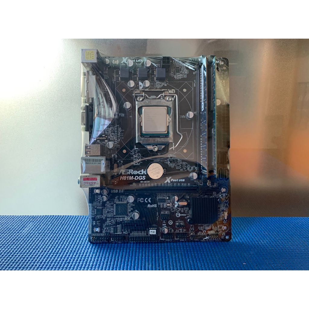 เมนบอร์ด ASROCK H81M-DGS X Fast USB+CPU i5-4590S Socket 1150+แรม 8GB No.ฝาหลัง พร้อมใช้ (ส่งเร็ว 100