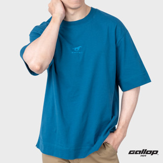 GALLOP : เสื้อ OVER SIZE คอกลม พิมพ์ลาย Graphic รุ่น GT9136 สี Navy Blue