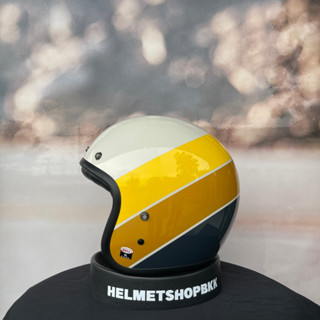 หมวกกันน็อคคลาสสิค BELL CUSTOM 500 RIFF - GLOSS - SAND - YELLOW