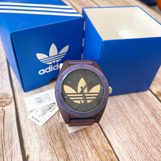 Adidas นาฬิกาของแท้ สีม่วง เมทาลิก สายซิลิโคน พร้อมส่ง