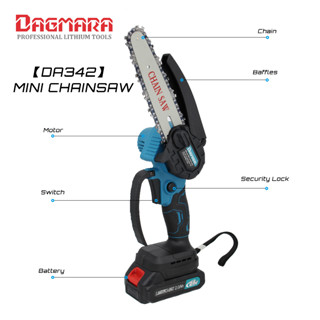 Dagmara DA342 เลื่อย 6 นิ้วไร้สาย Mini Chainsaw,6 Inch Portable Electric Chainsaw Cordless,2023