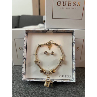 สร้อยข้อมือ กำไลข้อมือ Guess "Set สร้อยข้อมือ + ต่างหูกุญแจ โรสโกลด์ " รหัส.ท-G201-3