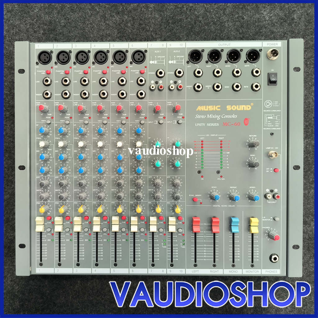 MC-60 MUSIC SOUND Mixer มิกเซอร์ 8 channel + Digital Echo มีเอคโค่ กว้าง 19 นิ้ว มิวสิคซาวด์ MUSIC M