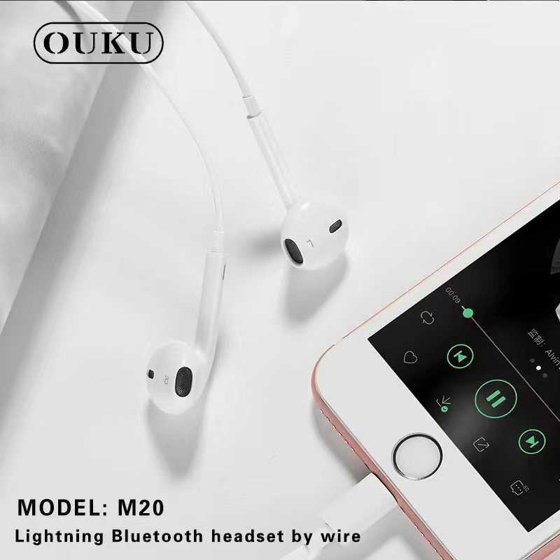 Ouku รุ่น M20 หูฟัง ear phone สำหรับ lOs ไอ-โฟ-น ต้องเชื่อมต่อบลูทูธ  คุณภาพสูง ราคาเบา เสียงดี คุยโทรศัพท์ได้