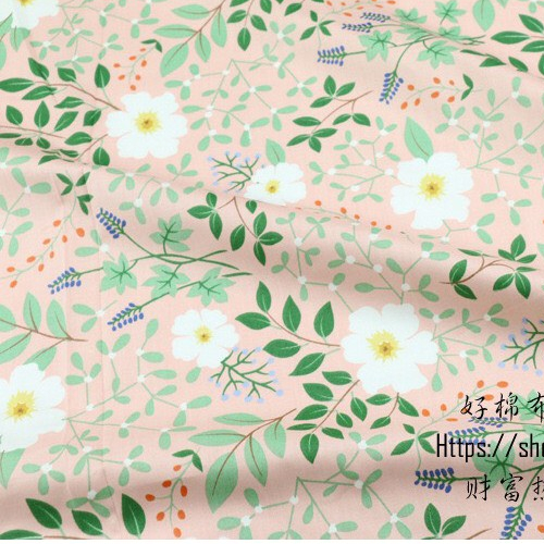 ผ้าคอตตอน 100% ทอทวิล ผ้าเมตร พิมพ์ลายดอกไม้ หน้ากว้าง2.35 เมตร