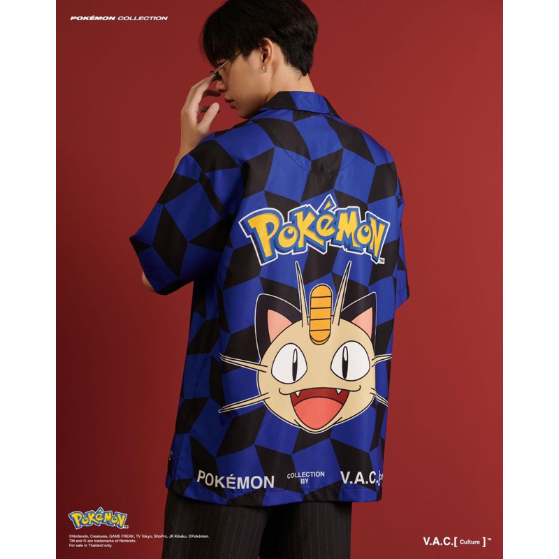 [พร้อมส่ง][ของแท้] V.A.C. Culture X POKEMON NYARTH BOWLING SHIRT