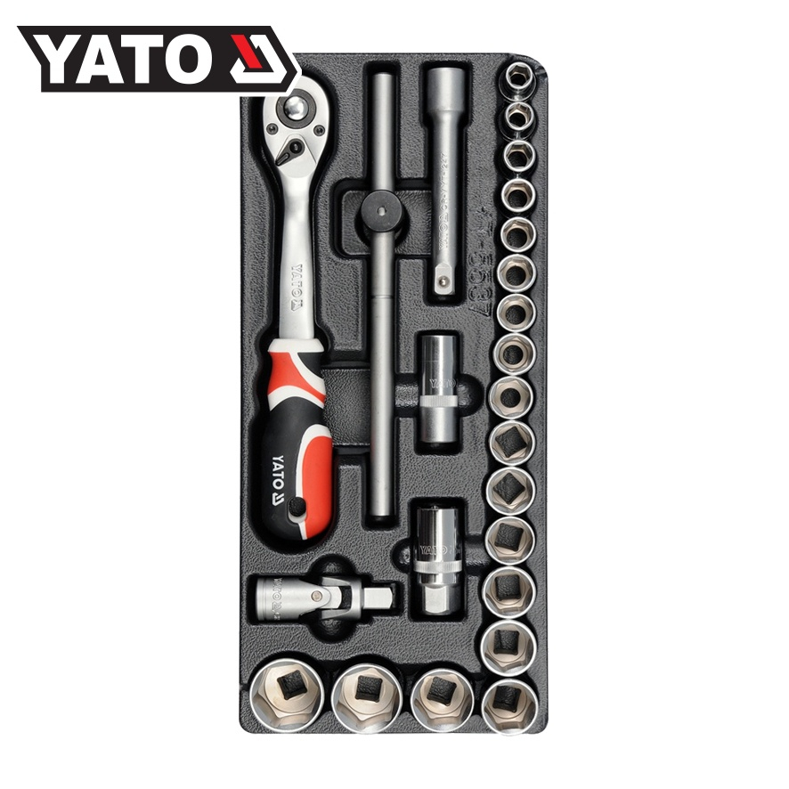 (จัดส่งฟรี) YATO YT-5537 ชุดถาดเครื่องมือ ชุดบล็อก 1/2"