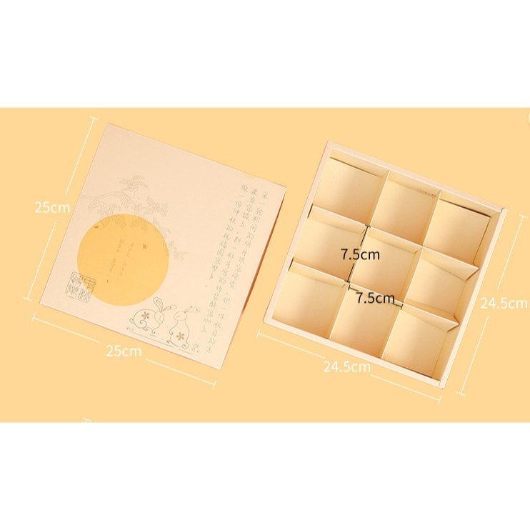 กล่องขนม  9 ช่อง กล่องคุ๊กกี้  กล่องขนมไหว้พระจันทร์ ขนมเปี๊ยะ ฝาครอบ+ถุงหิ้ว (MOON83) - รูปที่ 5