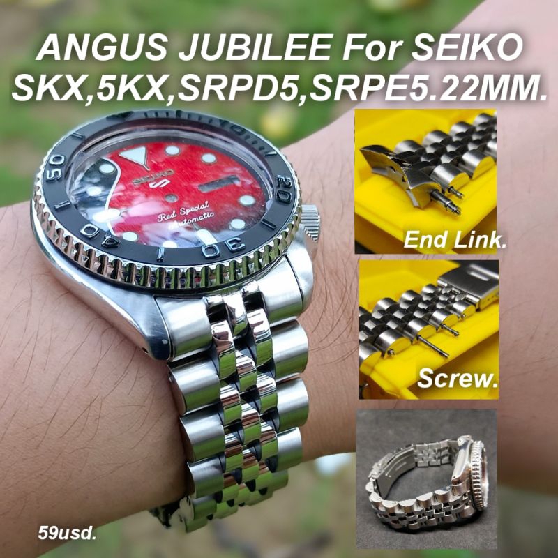 สายนาฬิกา Angus Jubilee สำหรับ Seiko SKX007,009,011,SRPD5 ฟรีสปริงบาร์2.5มิล