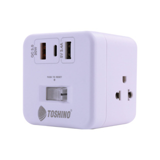 Toshino รางปลั๊ก 4 ช่อง PD20W+QC3.0+1USB 3.4A 1 สวิตช์ 2 เมตร รุ่น CU20PD-2M