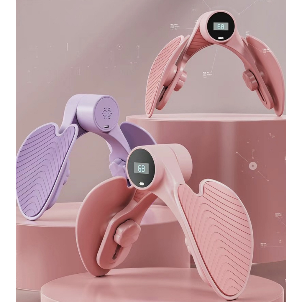 DAZA เทรนเนอร์ต้นขาสะโพกพร้อมเคาน์เตอร์หมุนได้ 360 องศาเครื่องฝึกกล้ามเนื้ออุ้งเชิงกรานสีชมพู