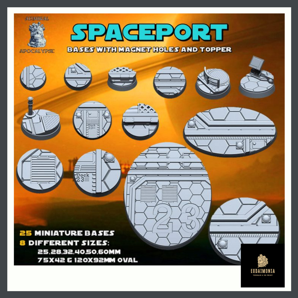 Spaceport Set (Bases & Toppers) จัดส่งได้ใน1-3วัน ฐานโมเดลWargame base, warhammer 40k, d&d [Admiral]
