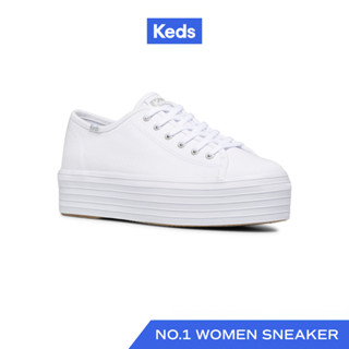 KEDS รองเท้าผ้าใบ มีส้น รุ่น TRIPLE UP CANVAS สีขาว ( WF66003 )