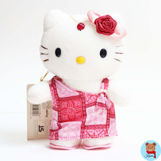 มือสอง rare Hello kitty Vintage 2001 Sanrio Hello Kitty indian style Sanrio medium plush doll keychain 🇯🇵ตุ๊กตาคิตตี้