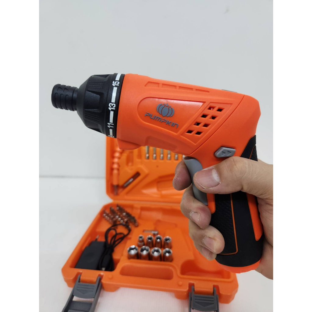 ไขควงไฟฟ้าไร้สาย พร้อมกล่องอุปกรณ์ 46ชิ้น 4.0v ขนาดหัว 1/4″ แรงบิดสูงสุด 20N.m ยี่ห้อ PUMPKIN รุ่น 50331 / J-4D15D1S45 ราคา ถูกที่สุด ดีลบีเคเค แกลเลอรีภาพที่ 6