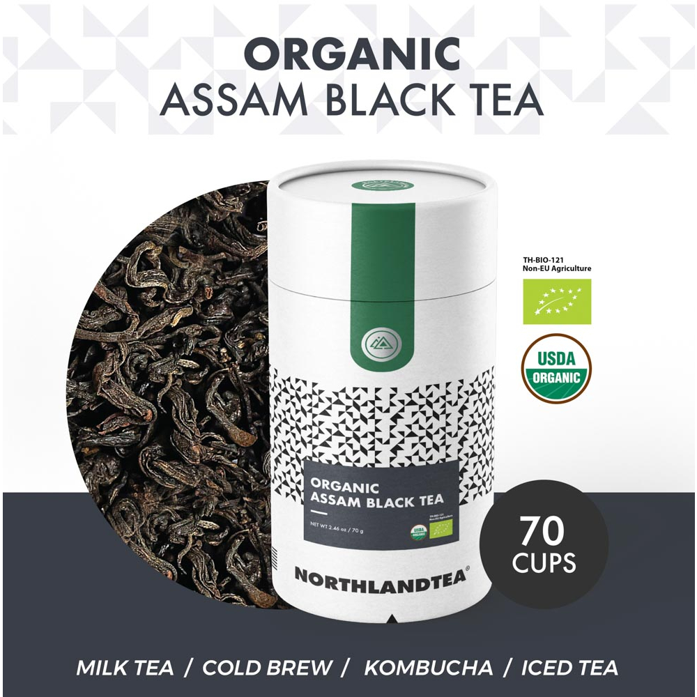 Northlandtea - ชาดำอัสสัม USDA & EU ออร์แกนิค ขนาด 70 กรัม HOT & ICED TEA /  MILK TEA / COLD BREW / KOMBUCHA and etc. | Shopee Thailand