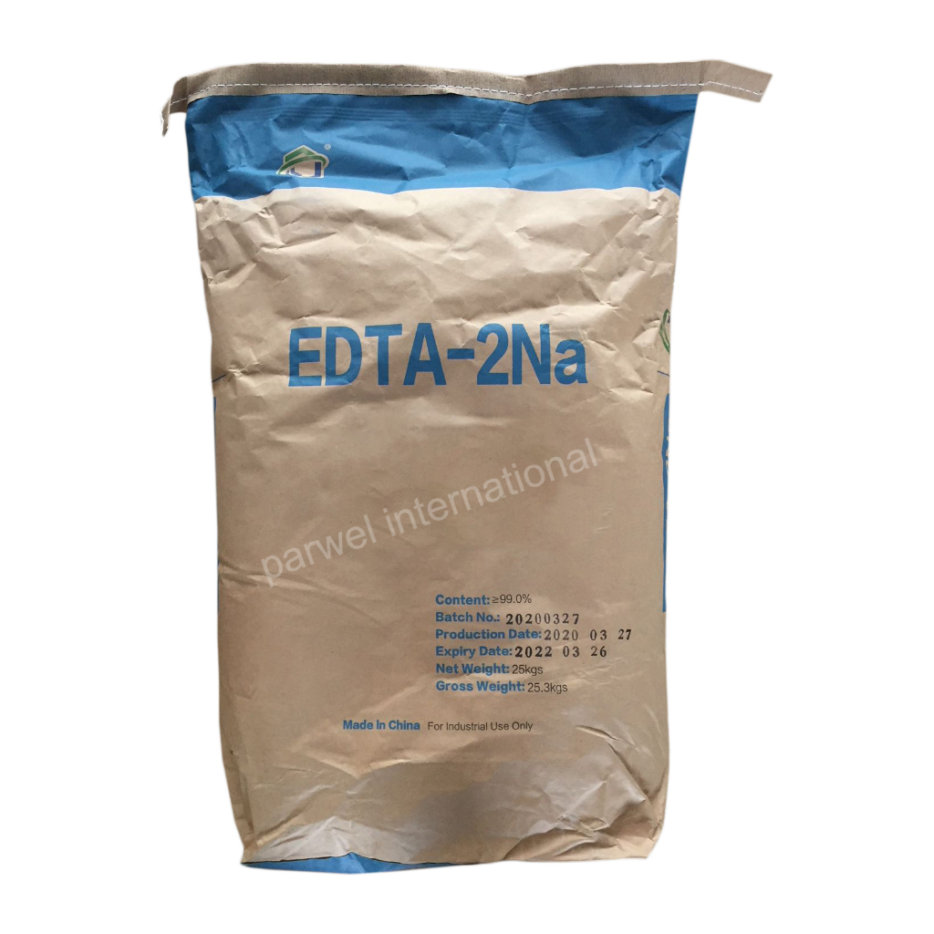 EDTA2Na Disodium EDTA สารจับประจุในน้ำ สำหรับผลิตภัณฑ์เครื่องสำอาง และเคมีภัณฑ์ บรรจุ 25 กิโลกรัม ED