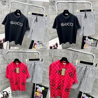 ชุดเซท Gucci 🏷️ Hiend 1:1 cotton 💯 เสื้อ + กางเกงขาสั้น 🩳 ชุดเซทผู้ชาย