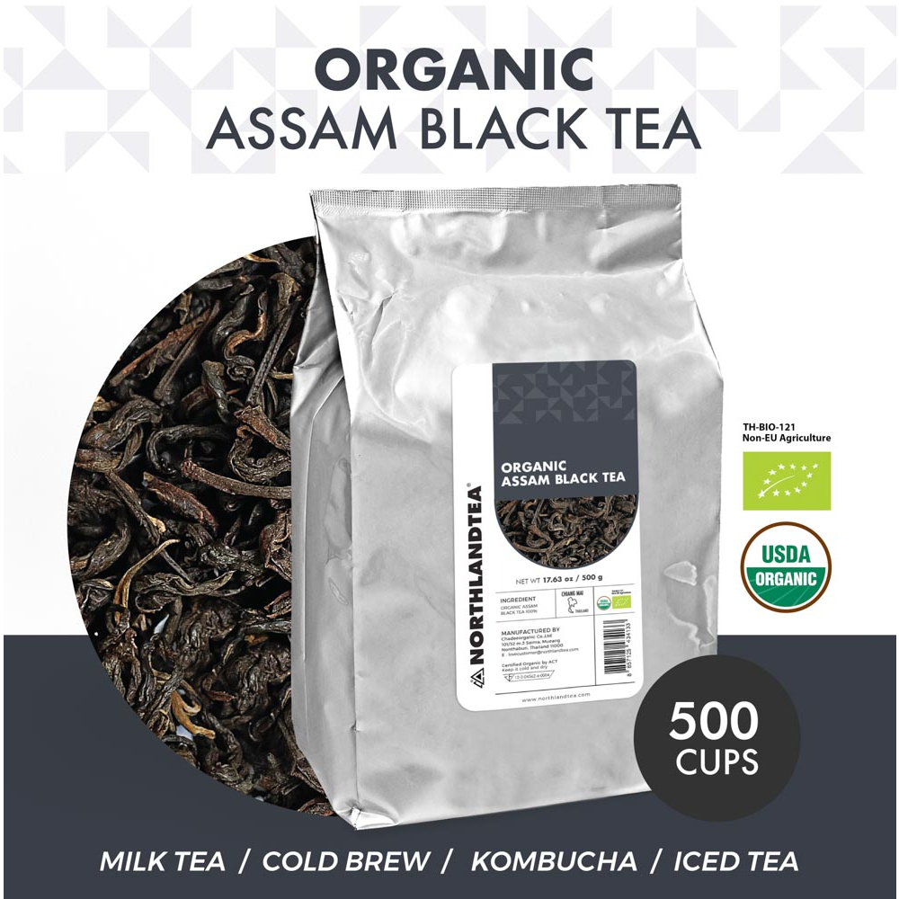 Northlandtea - ชาดำอัสสัม USDA&EU ออร์แกนิค 500g -HOT & ICED TEA /MILK TEA /COLD BREW /KOMBUCHA etc.
