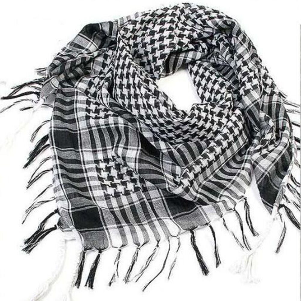 ผ้าพันคอกันลมสำหรับผู้ชายมุสลิม Hijab Shemagh ยุทธวิธีผ้าคลุมไหล่อาหรับ Keffiyeh ผ้าฝ้ายแฟชั่นผ้าพันคอ
